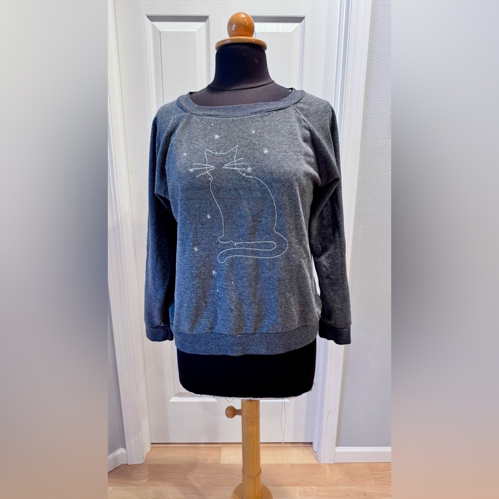 Vintage Modcloth Charcoal Cat Sweatshirt